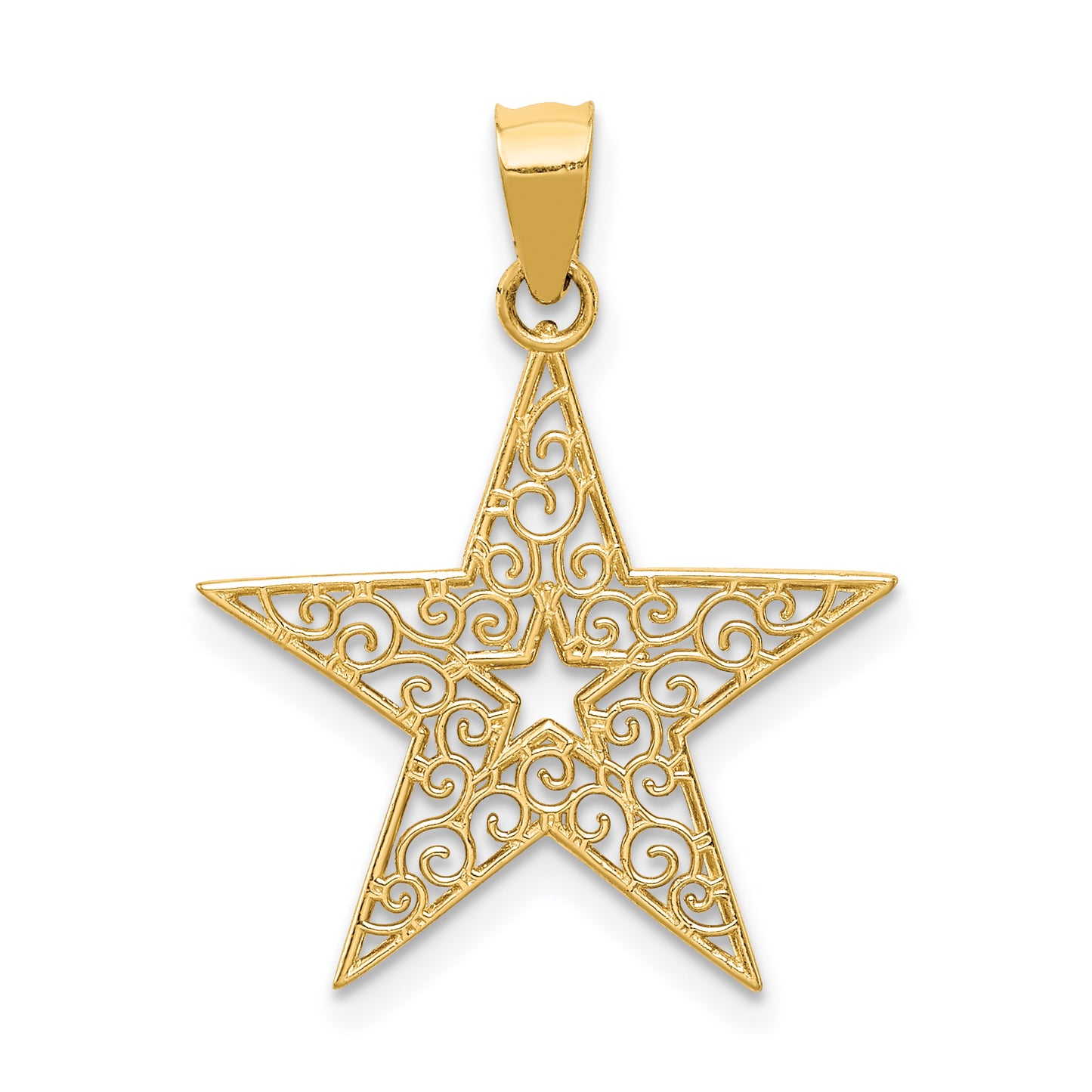 14K Yellow Gold Filigree Star Pendant