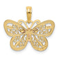 14K Two-Tone W/White Rhodium Diamond-Cut Butterfly Pendant