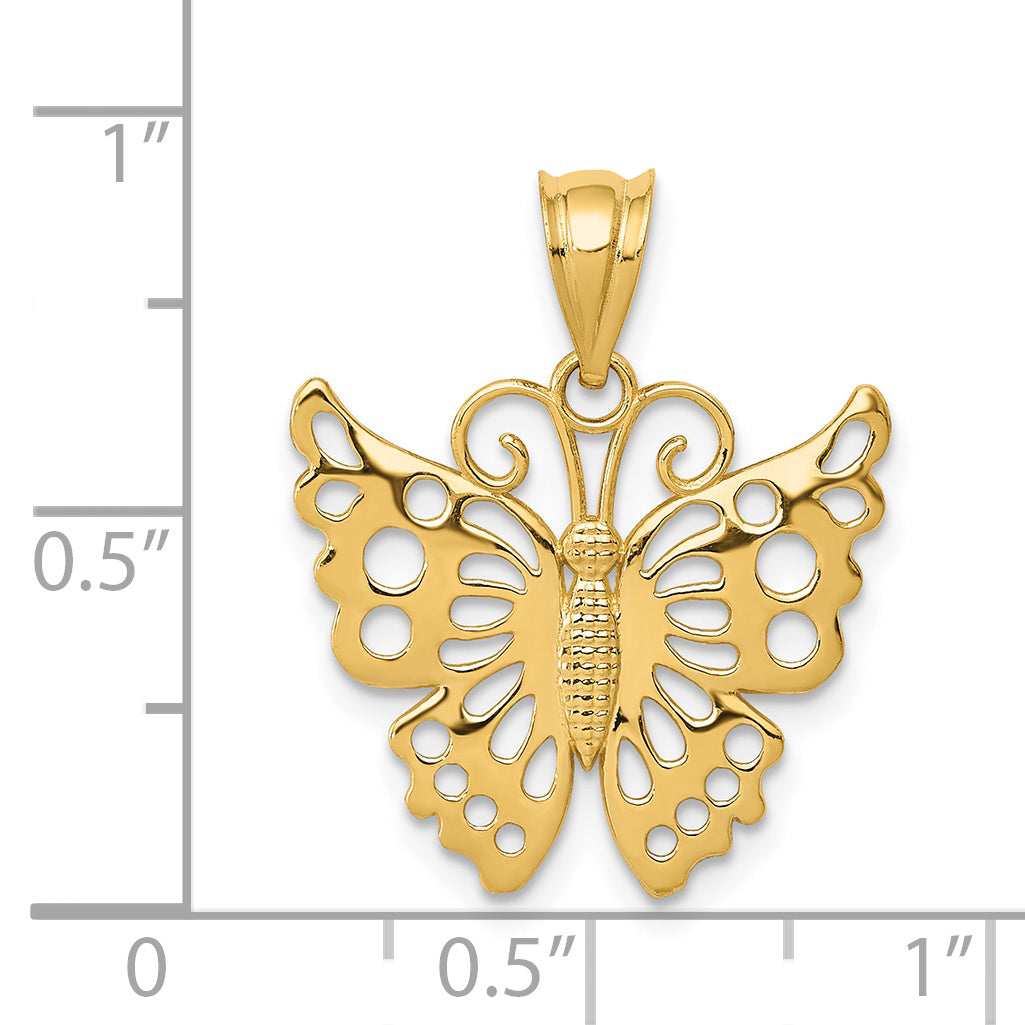 14K Yellow Gold Butterfly Pendant