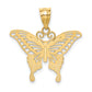 14K Yellow & Rhodium And Diamond-Cut Butterfly Pendant