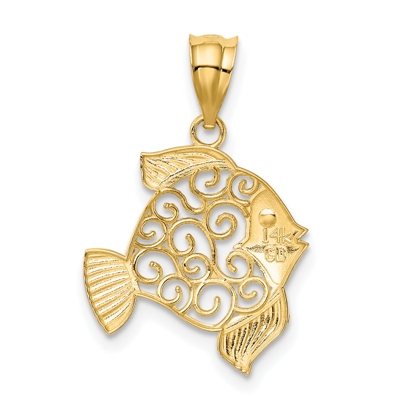 14K Yellow Gold Filigree Fish Pendant