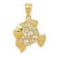 14K Yellow Gold Filigree Fish Pendant