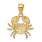 14K Yellow & Rhodium With Diamond-Cut Crab Pendant