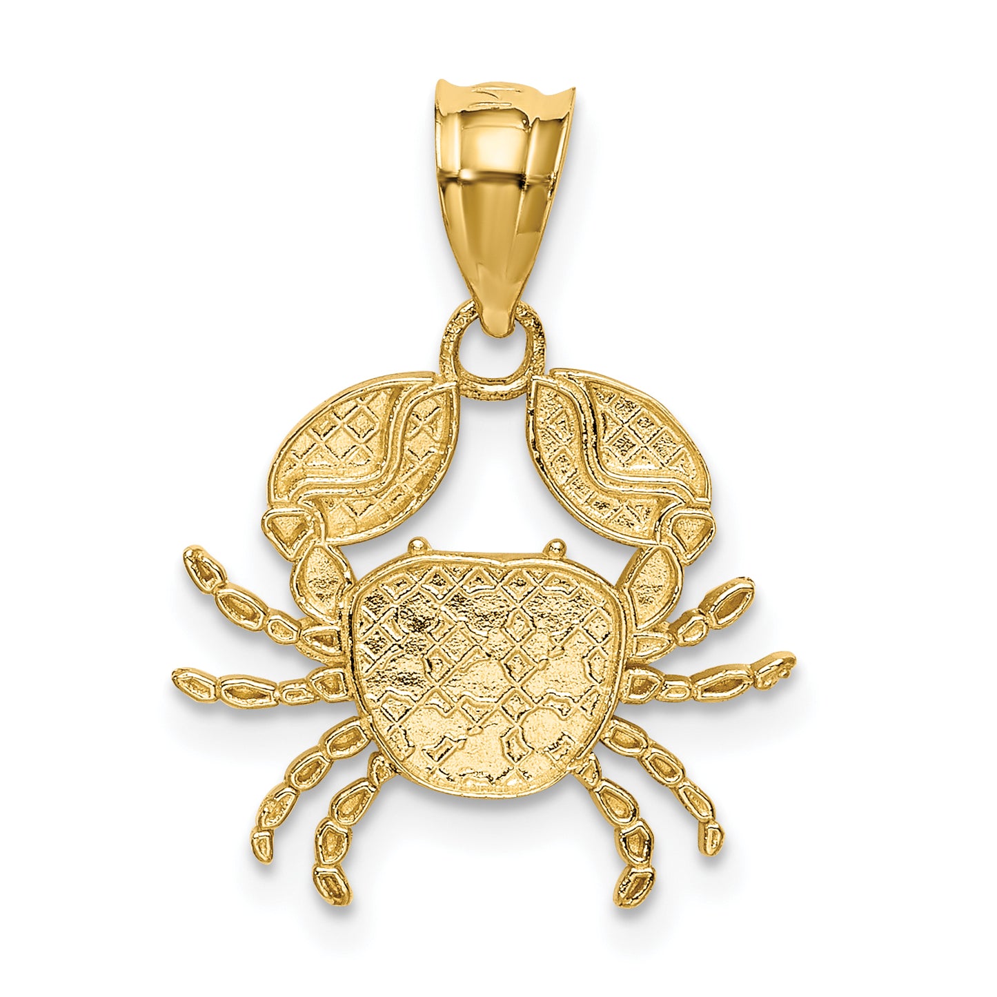 14K Yellow & Rhodium With Diamond-Cut Crab Pendant