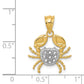 14K Yellow & Rhodium With Diamond-Cut Crab Pendant