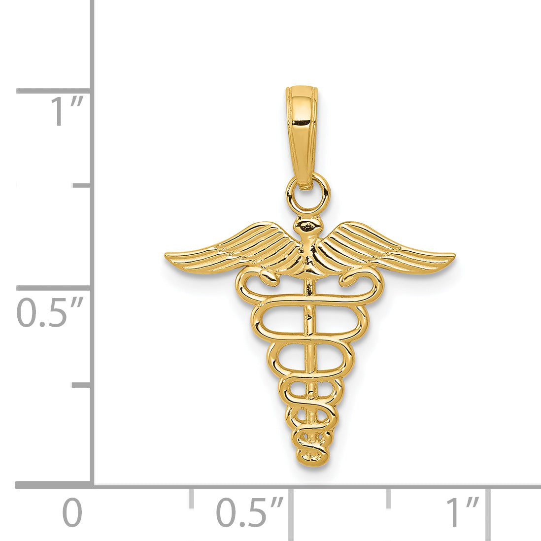 14K Yellow Gold Caduceus Charm