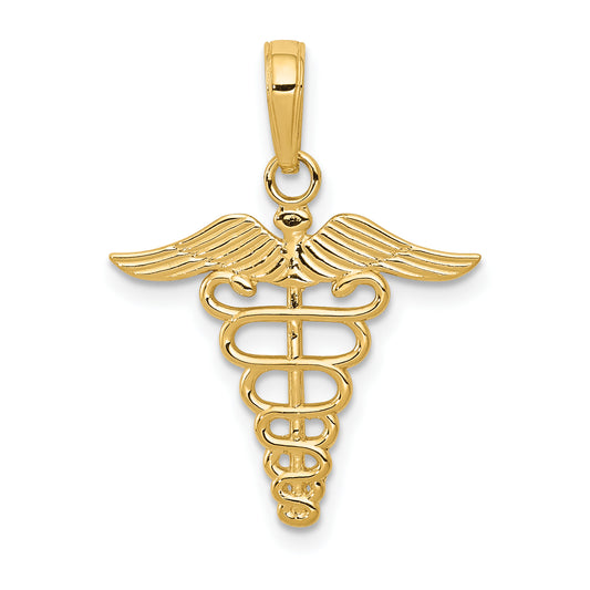 14K Yellow Gold Caduceus Charm