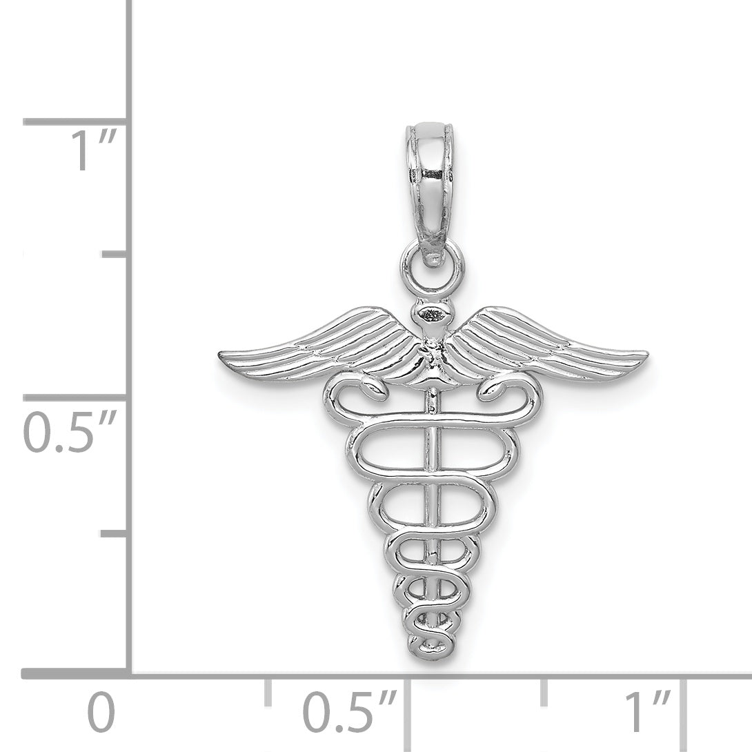 14K White Gold Caduceus Charm