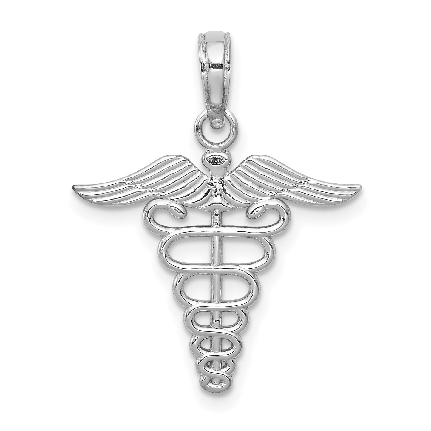 14K White Gold Caduceus Charm