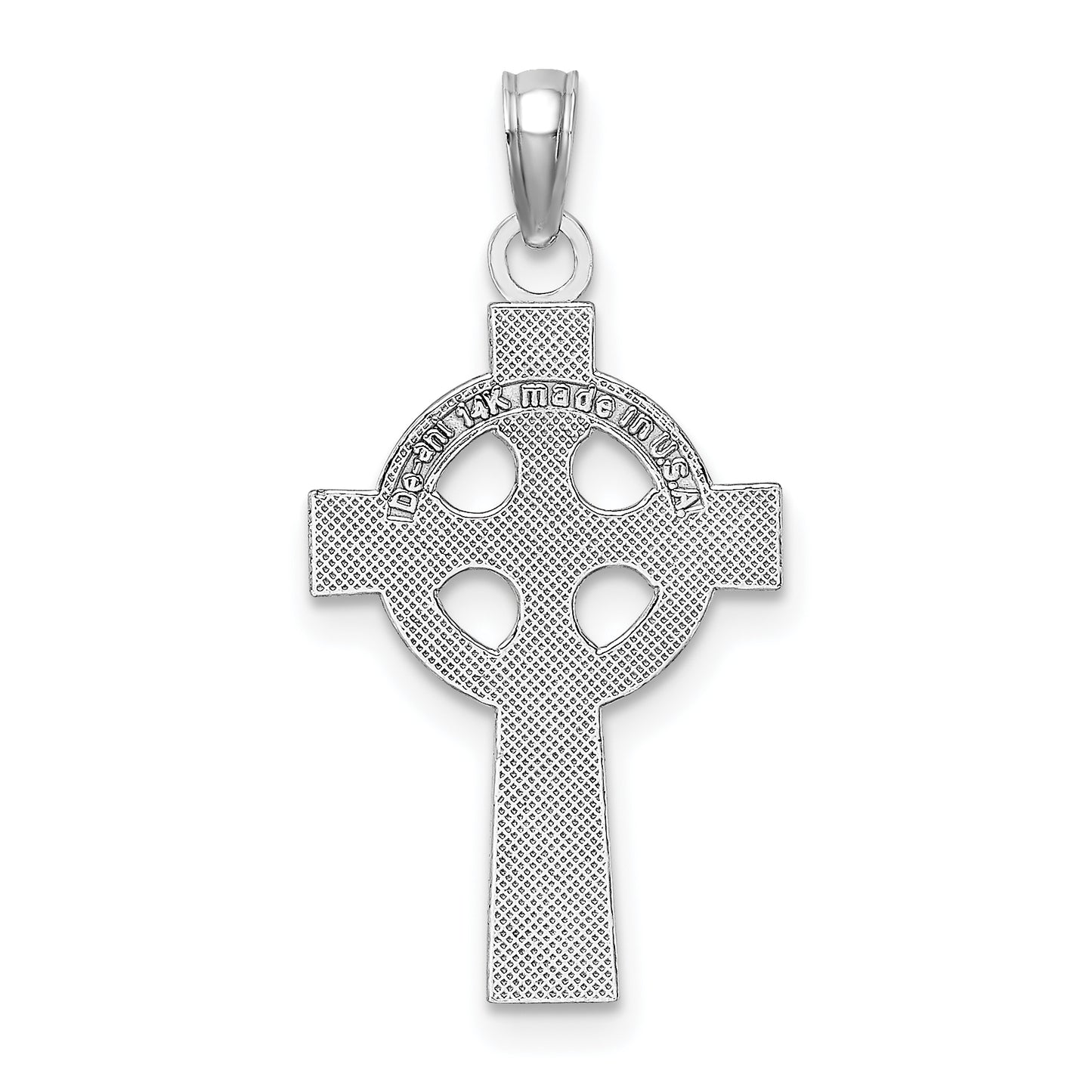 14K White Gold Celtic Cross Pendant