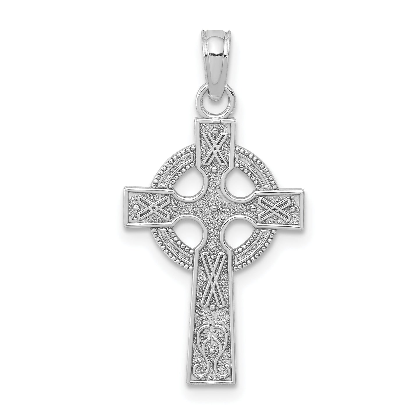 14K White Gold Celtic Cross Pendant