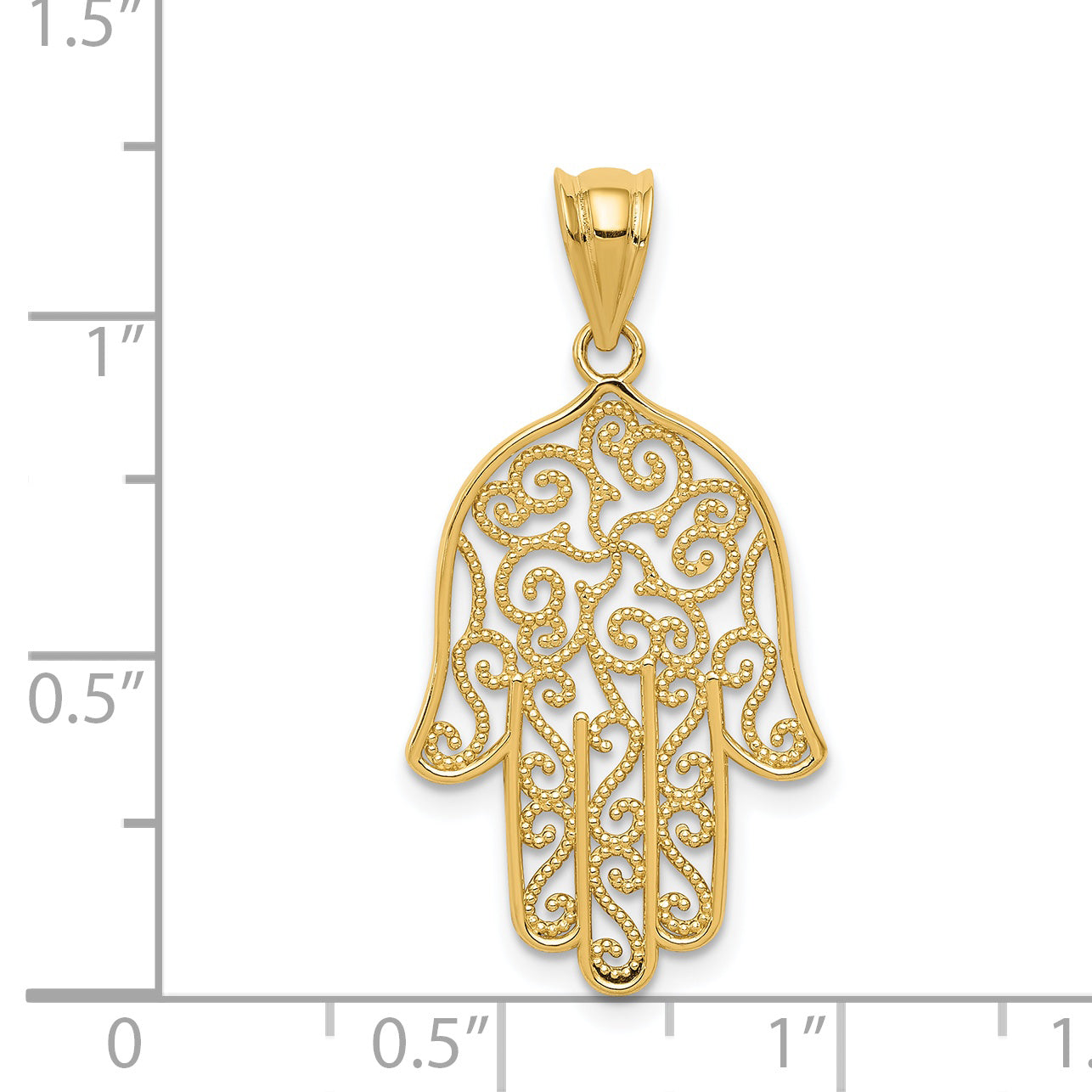 14K Yellow Gold Filigree Hamsa Pendant