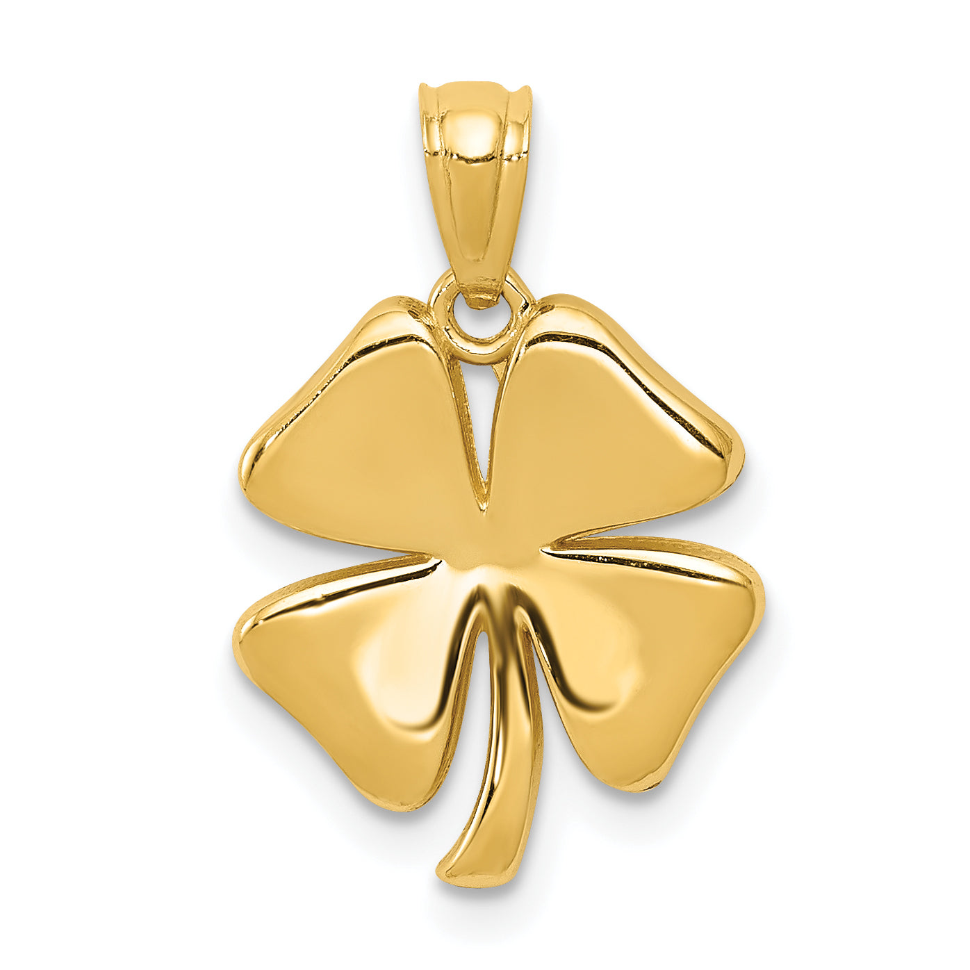 14K Yellow Gold Polished 4 Leaf Clover Pendant