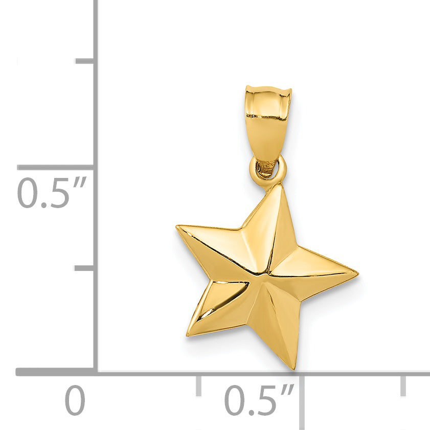 14K Yellow Gold Polished Small Star Pendant