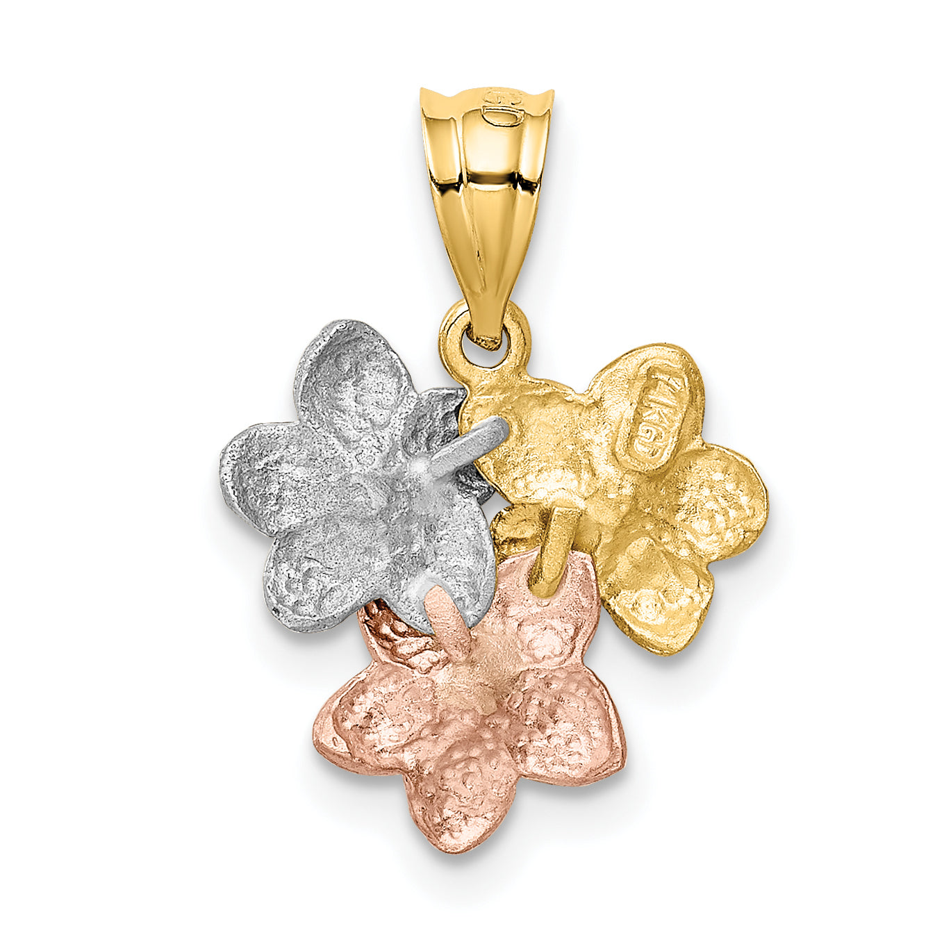 14K Tri-Color Flower Pendant