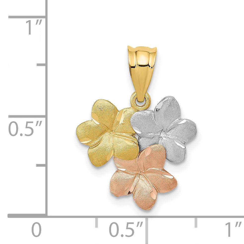 14K Tri-Color Flower Pendant