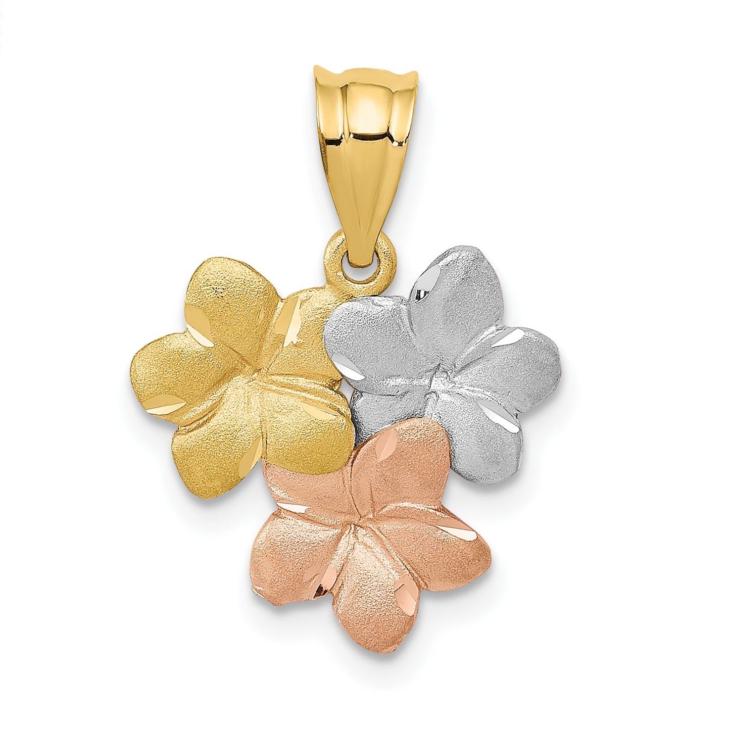 14K Tri-Color Flower Pendant