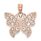 14K Rose Gold Polished Filigree Butterfly Pendant