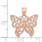 14K Rose Gold Polished Filigree Butterfly Pendant