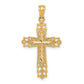 14K Yellow Gold Polished Filigree Cross Pendant