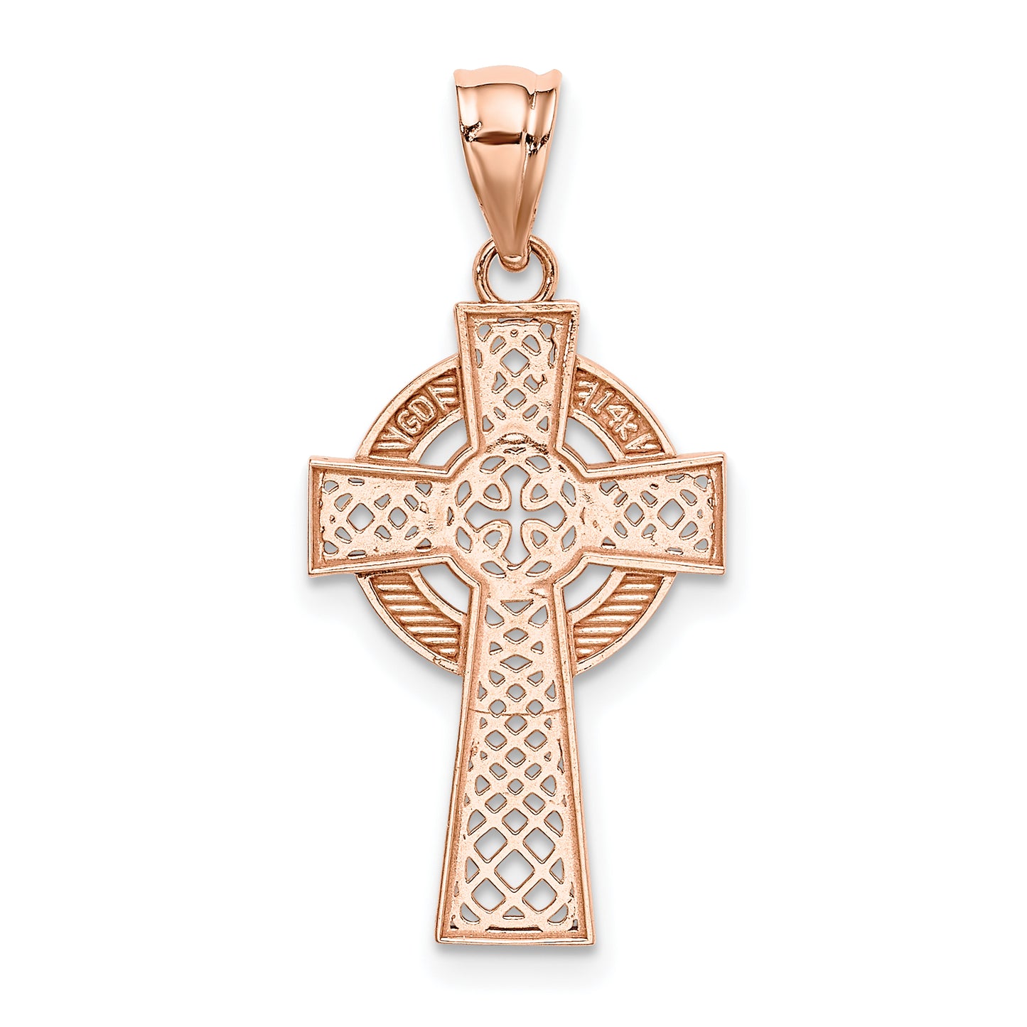 14K Rose Gold Celtic Cross Pendant