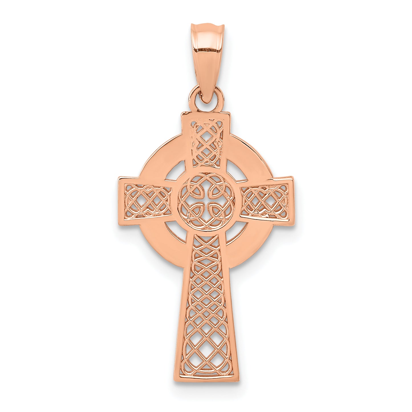 14K Rose Gold Celtic Cross Pendant