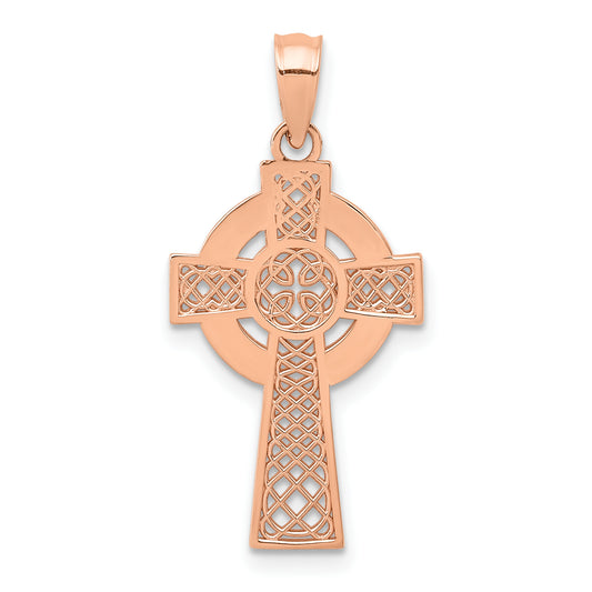 14K Rose Gold Celtic Cross Pendant