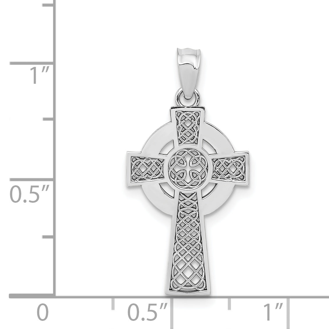 14K White Gold Celtic Cross Pendant