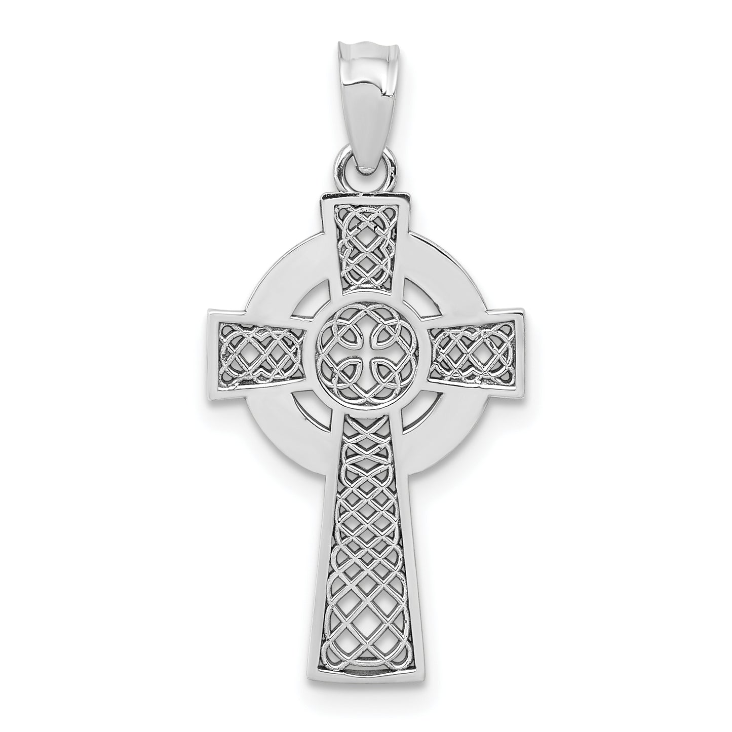 14K White Gold Celtic Cross Pendant