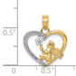 14K Yellow & Rhodium W/Rhodium Angel In Heart W/ Star Pendant