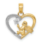 14K Yellow & Rhodium W/Rhodium Angel In Heart W/ Star Pendant