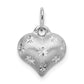 14K White Gold Satin Diamond-Cut 3D Puffed Heart Pendant