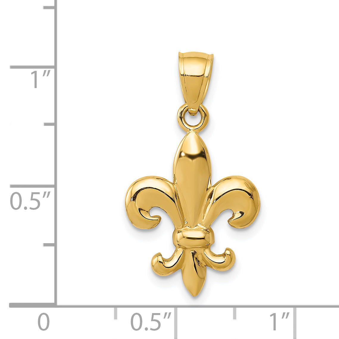 14K Yellow Gold Polished Fleur De Lis Pendant