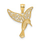 14K Yellow & Rhodium W/Rhodium Polished Hummingbird Filigree Wings Pendant