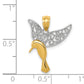 14K Yellow & Rhodium W/Rhodium Polished Hummingbird Filigree Wings Pendant