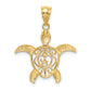 14K Yellow Gold Polished Filigree Sea Turtle Pendant