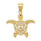 14K Yellow Gold Polished Filigree Sea Turtle Pendant