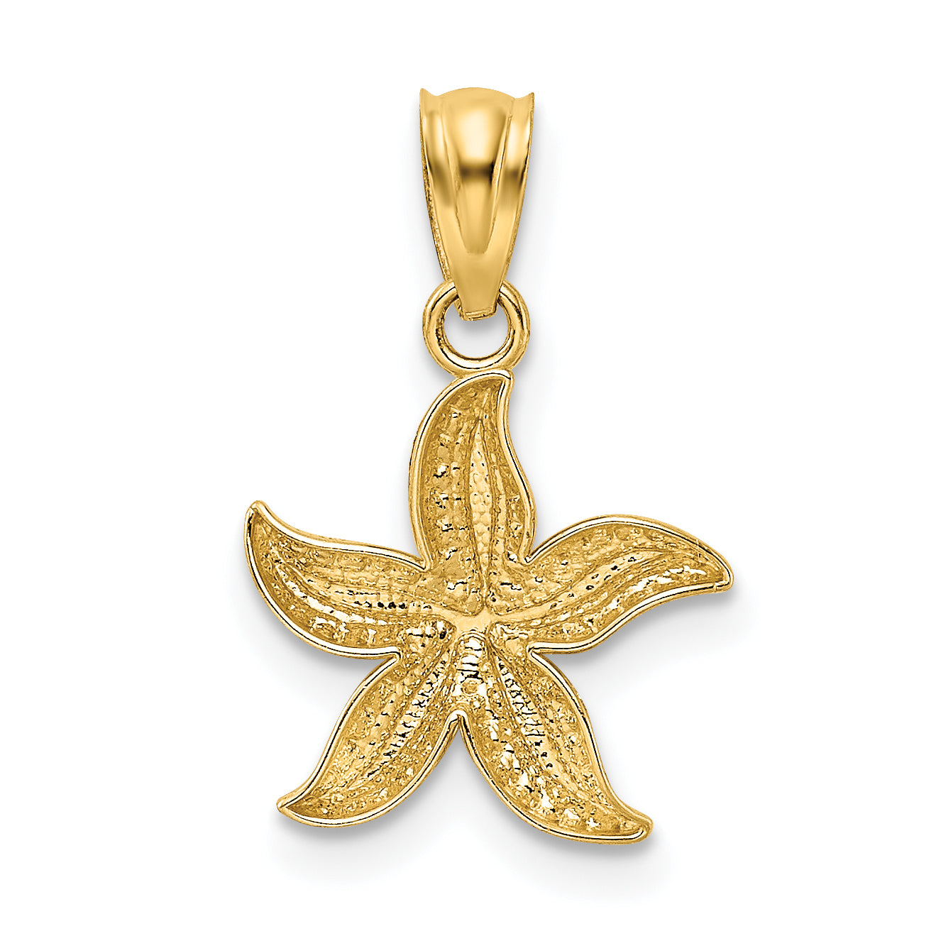 14K Yellow & Rhodium With White Diamond-Cut Starfish Pendant