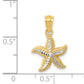 14K Yellow & Rhodium With White Diamond-Cut Starfish Pendant