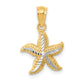 14K Yellow & Rhodium With White Diamond-Cut Starfish Pendant