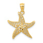 14K Yellow Gold Diamond-Cut Polished Filigree Starfish Pendant