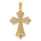 14K Yellow & Rhodium W/Rhodium Polished D/C Filigree Cross Pendant