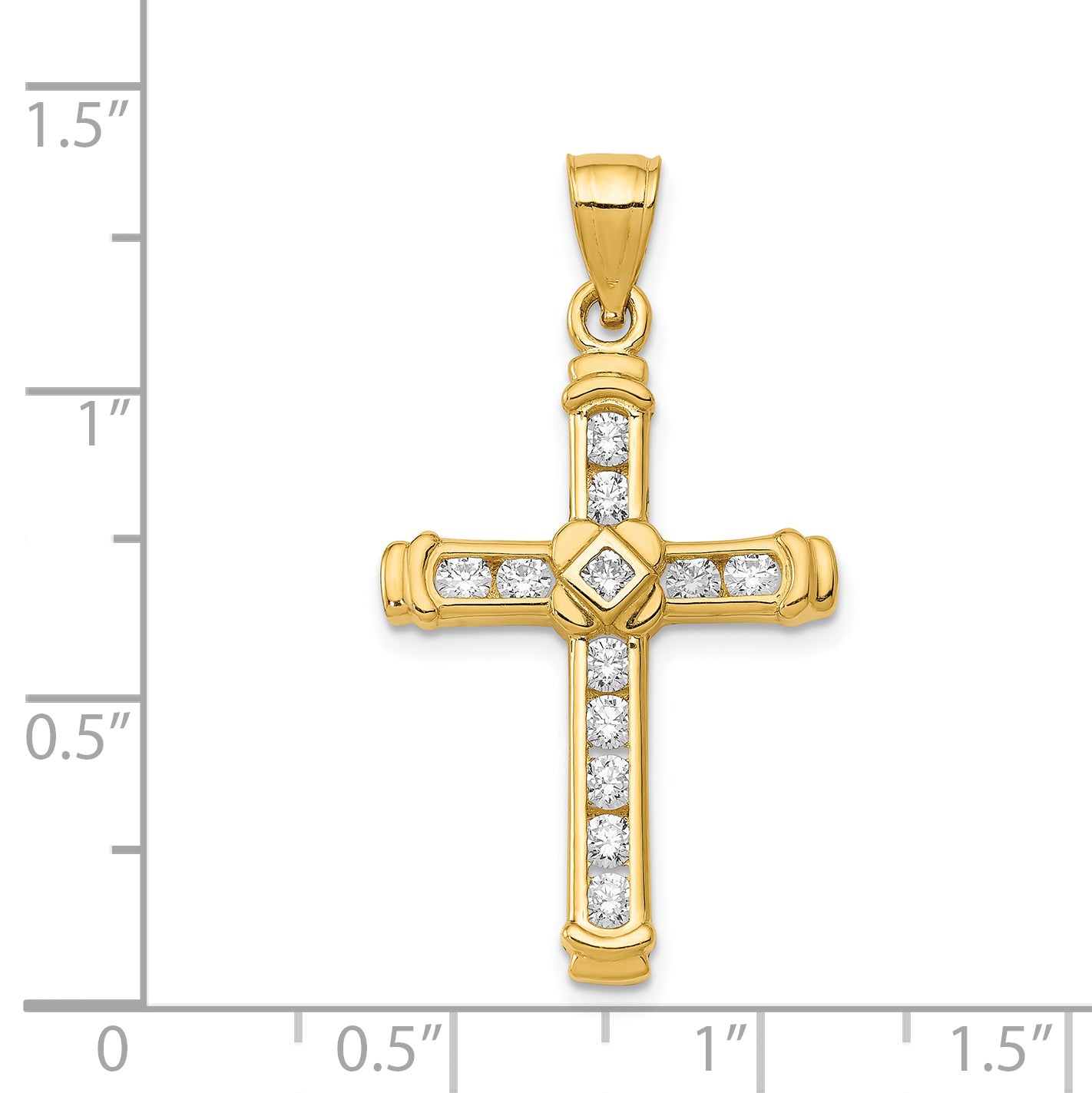 14k Yellow Gold 14k CZ Cross Pendant