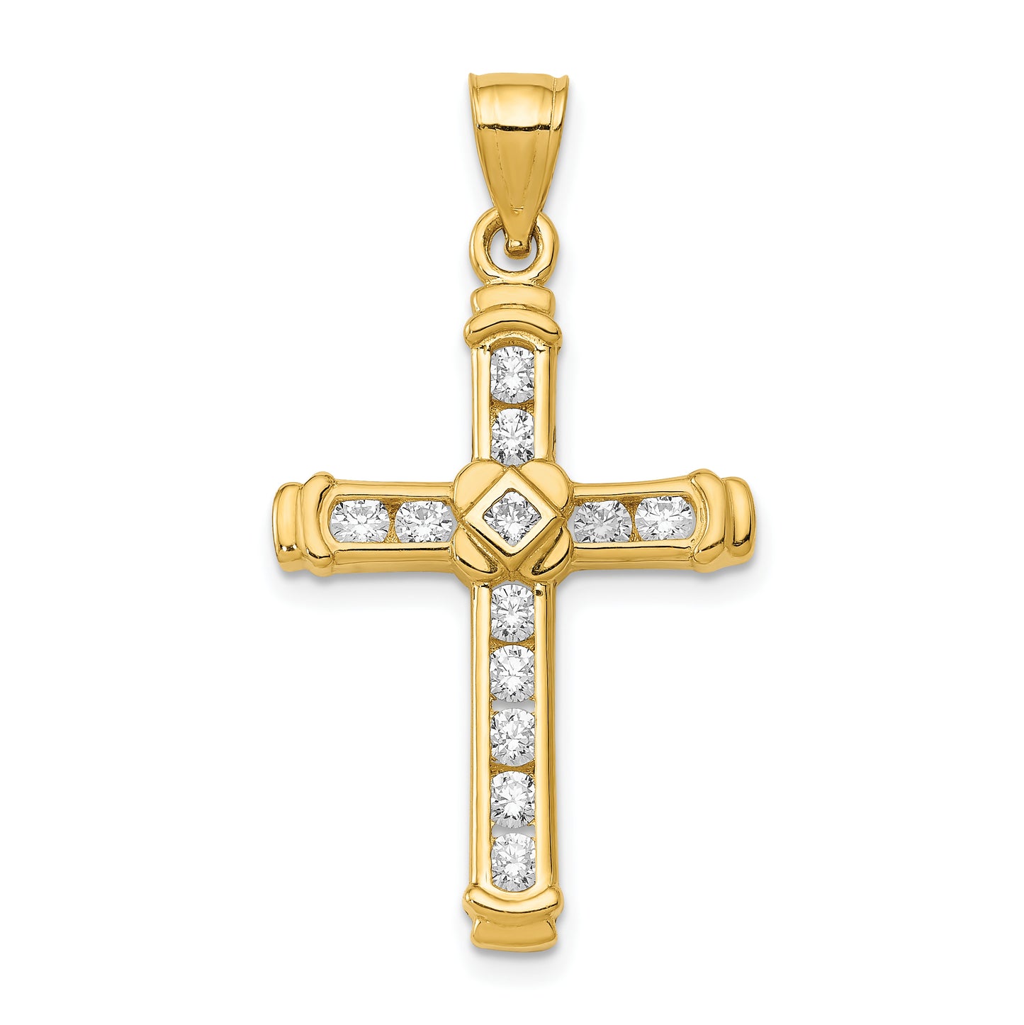 14k Yellow Gold 14k CZ Cross Pendant