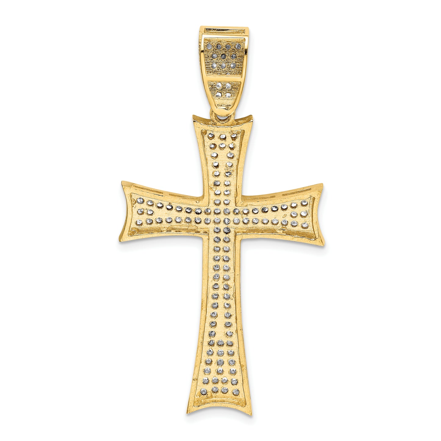 14k Yellow & Rhodium 14k w/Rhodium Micro Pav CZ Large Cross Pendant