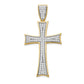 14k Yellow & Rhodium 14k w/Rhodium Micro Pav CZ Large Cross Pendant