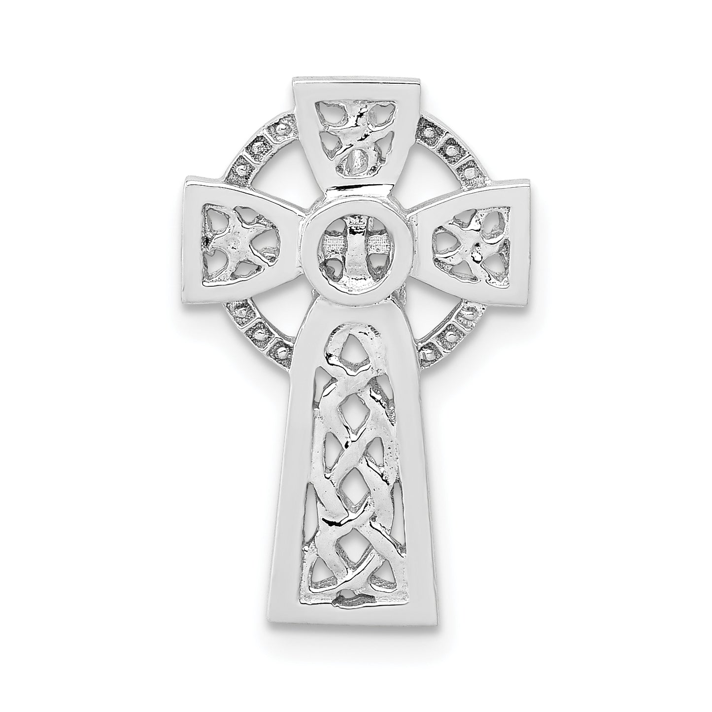 14K White Gold Polished Celtic Cross Slide