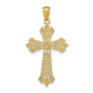 14K Yellow Gold Diamond-Cut Polished Filigree Cross Pendant