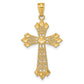 14K Yellow Gold Diamond-Cut Polished Filigree Cross Pendant