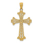 14K Yellow Gold Diamond-Cut Polished Filigree Hearts Cross Pendant